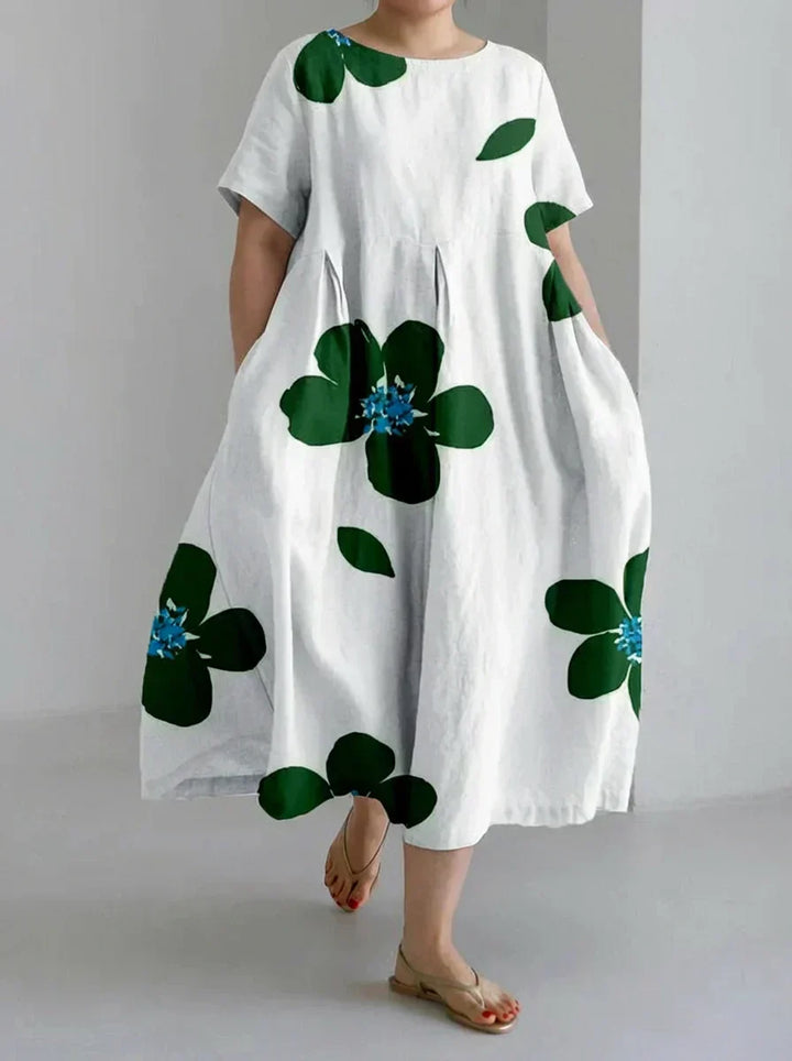 Faye | Spring and Summer Casual Loose Round Neck Floral Skirt Dress
