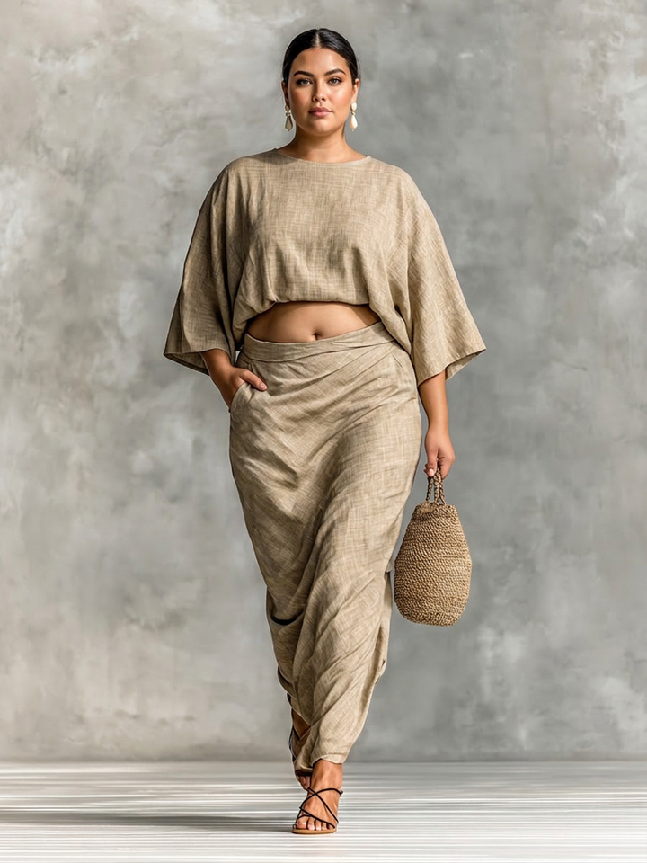Dovie - Linen Co-ord Set Elegant With Long Skirt
