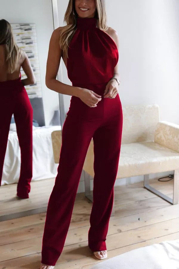Yuki - Thriving All Night Satin Halter Neck Jumpsuit