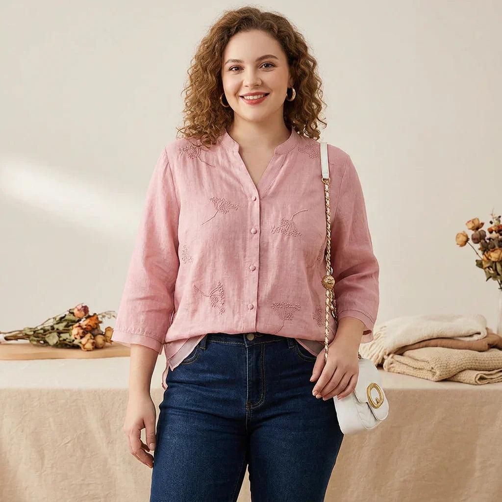 Mei - Pure Cotton Embroidered Elegant Top