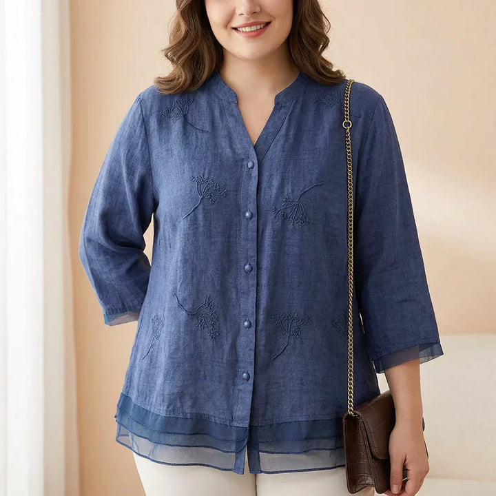 Mei - Pure Cotton Embroidered Elegant Top