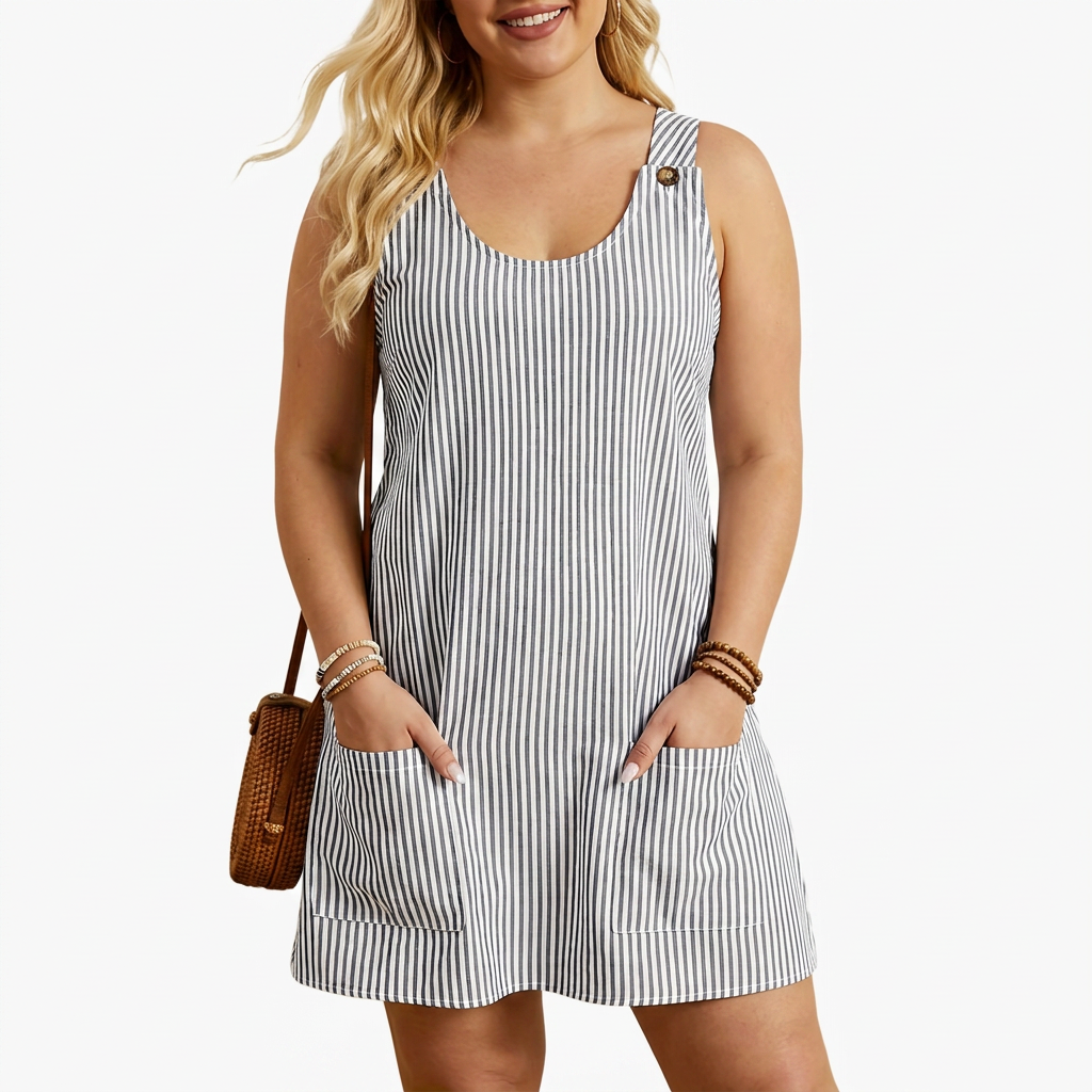 Pemberley | Sleeveless Striped Pocket Dress