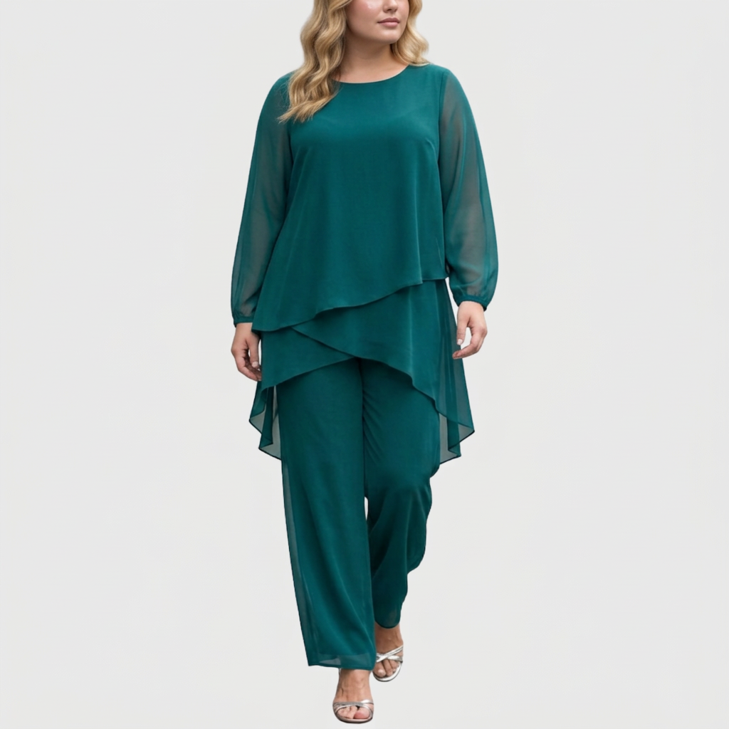 Isolde | Suit with draped palazzo Trousers