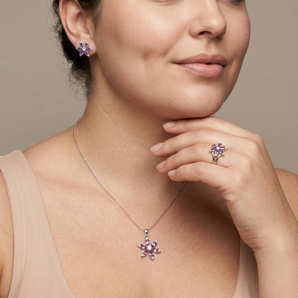 Marlowe Bloom jewellery Set | White Gold