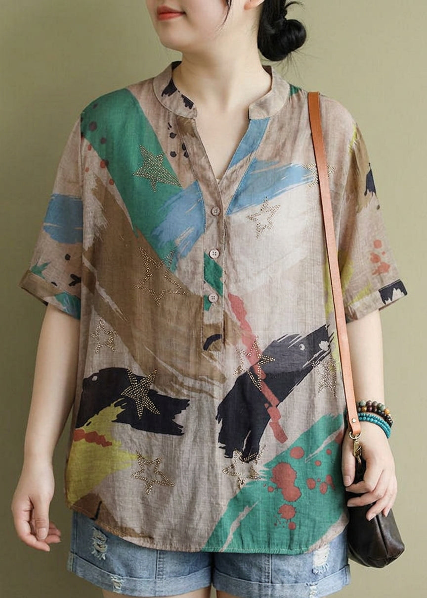 Naomi - Button Shirt Tops Half Sleeve