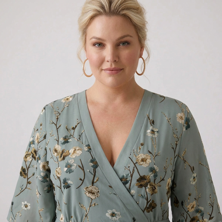 Stella &amp; Grace™ | Floral V Neck Short Sleeve Maxi Dress