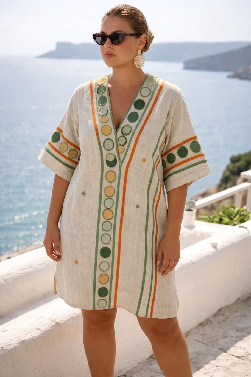 Winslow | Coastal Embroidered Stripe Mini Dress