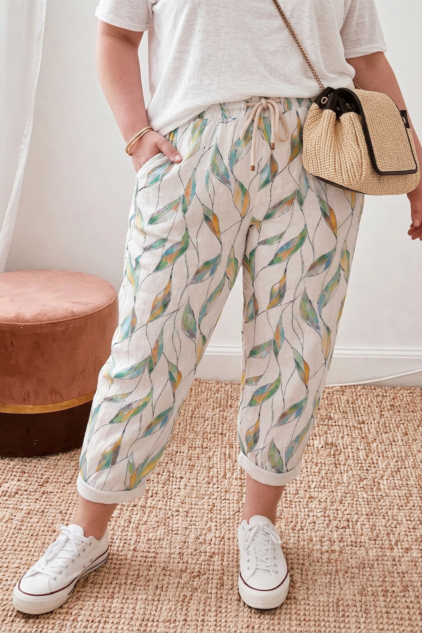 Genevieve | Coastal Leaf Relaxed Trousers