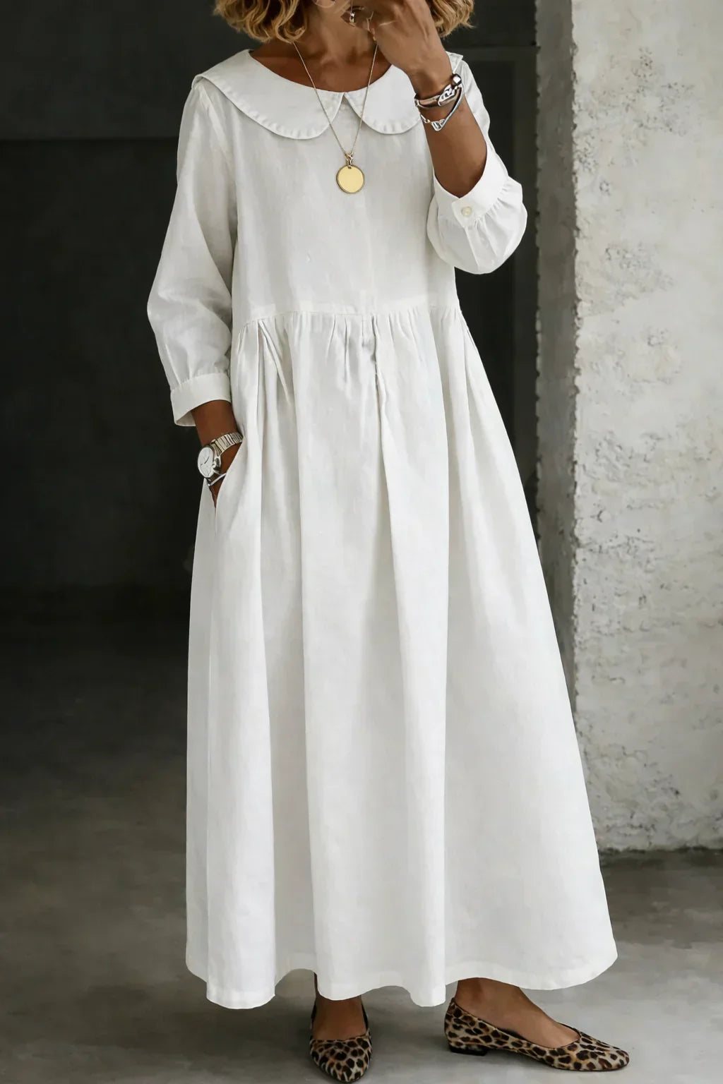 Zora | Round Neck Long Sleeve Denim Dress