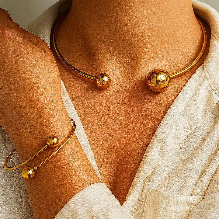 Rui Glow Collar &amp; Cuff Bracelet Set | Gold