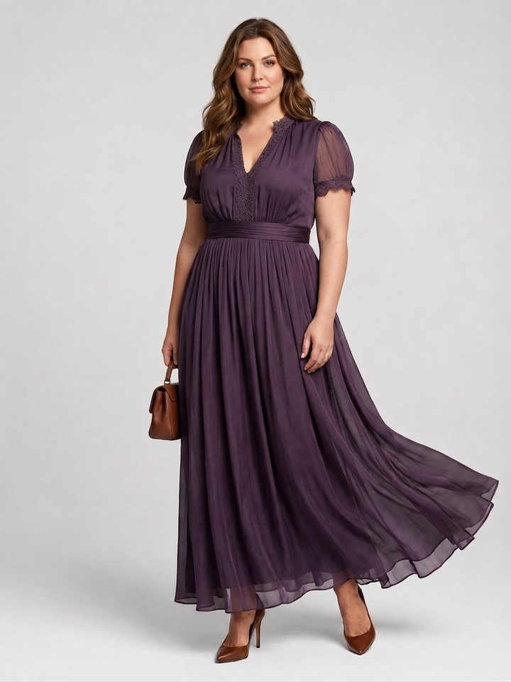 Belen | Gathered Waist Keyhole Maxi Dress