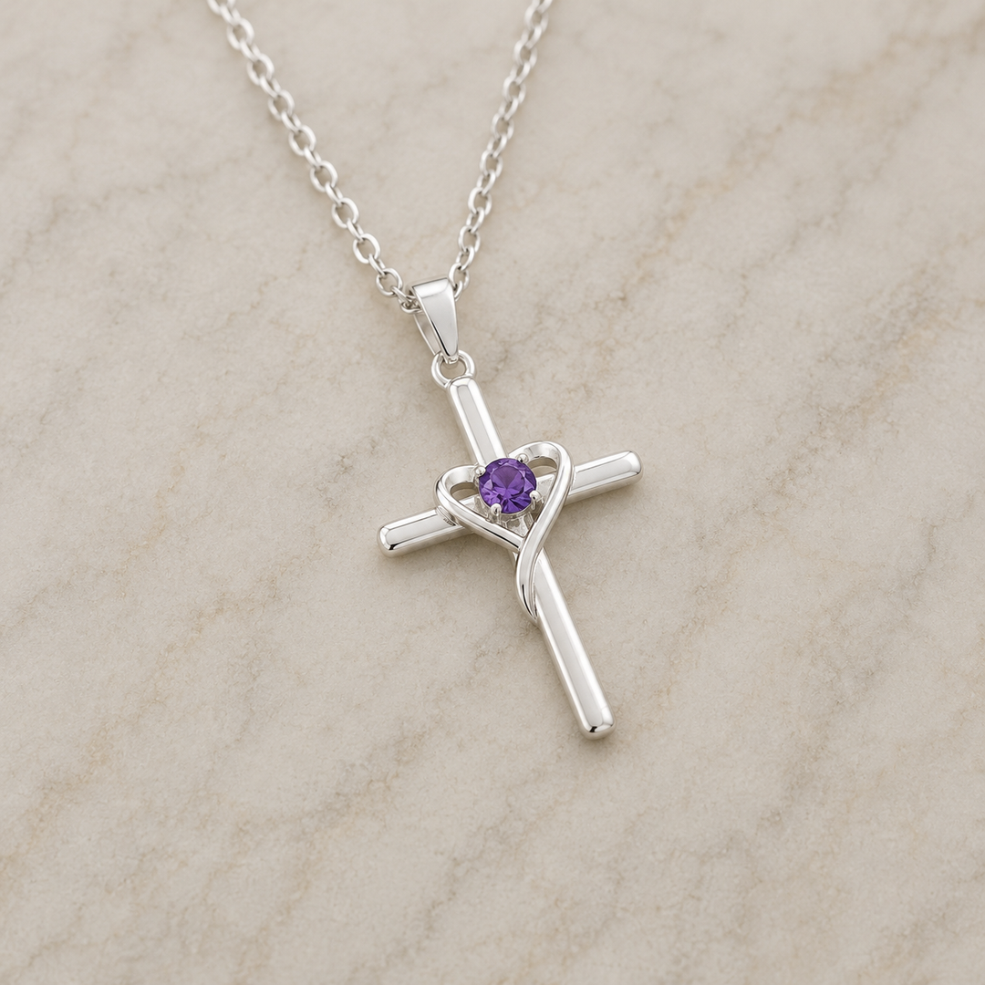 Rosalind Center Cross Necklace | White Gold