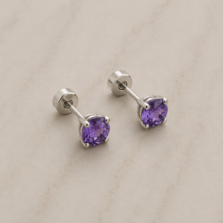 Priya Round Studs | White Gold