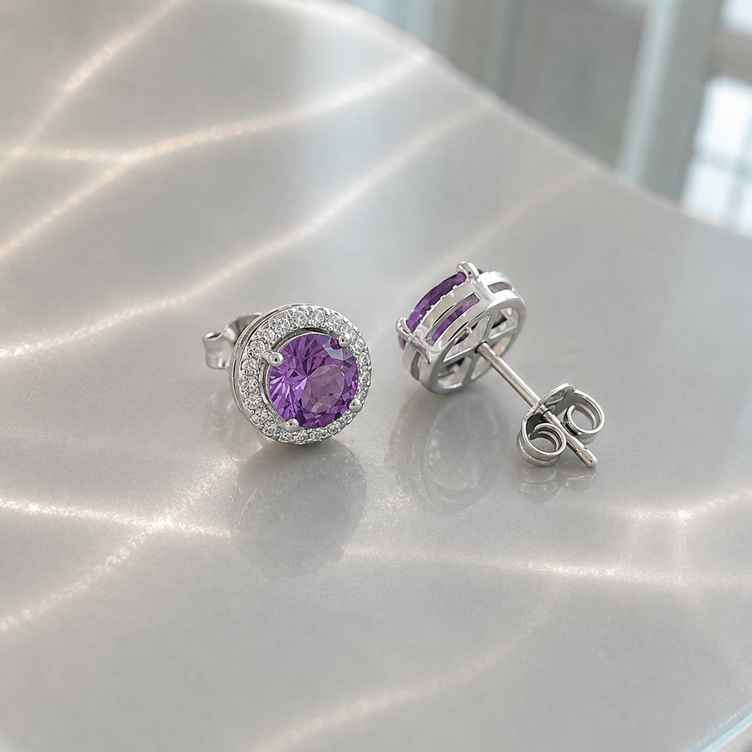 Delia Round Pave Studs | White Gold