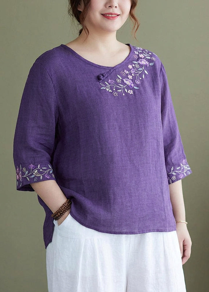 Delphine - Embroideried side open Half Sleeve Top