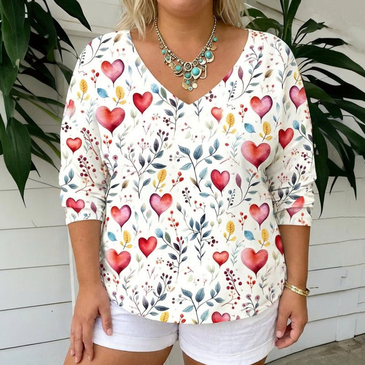 Casual Heart Print T-Shirt