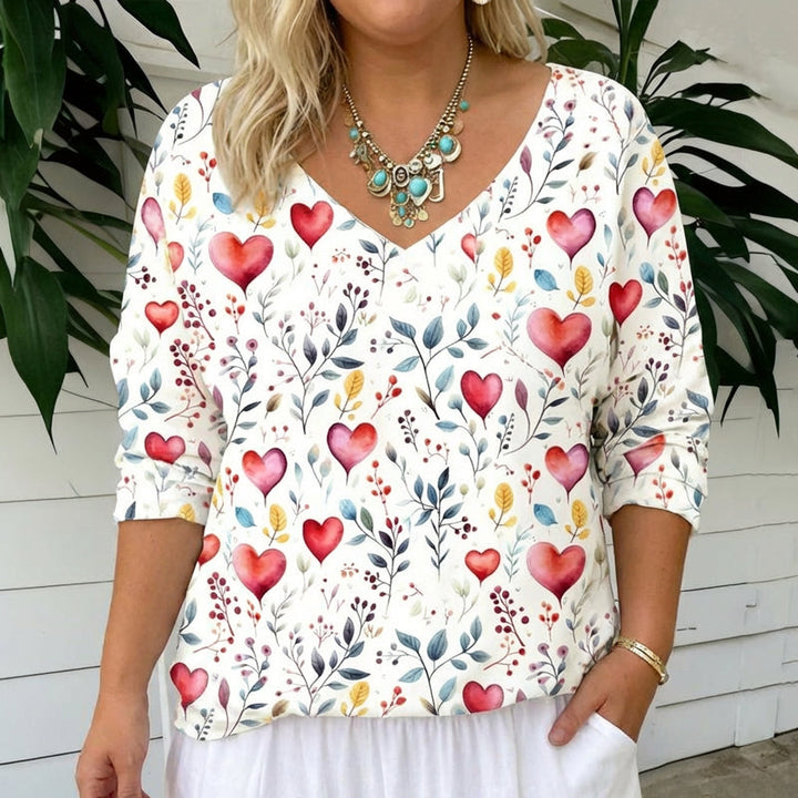 Casual Heart Print T-Shirt