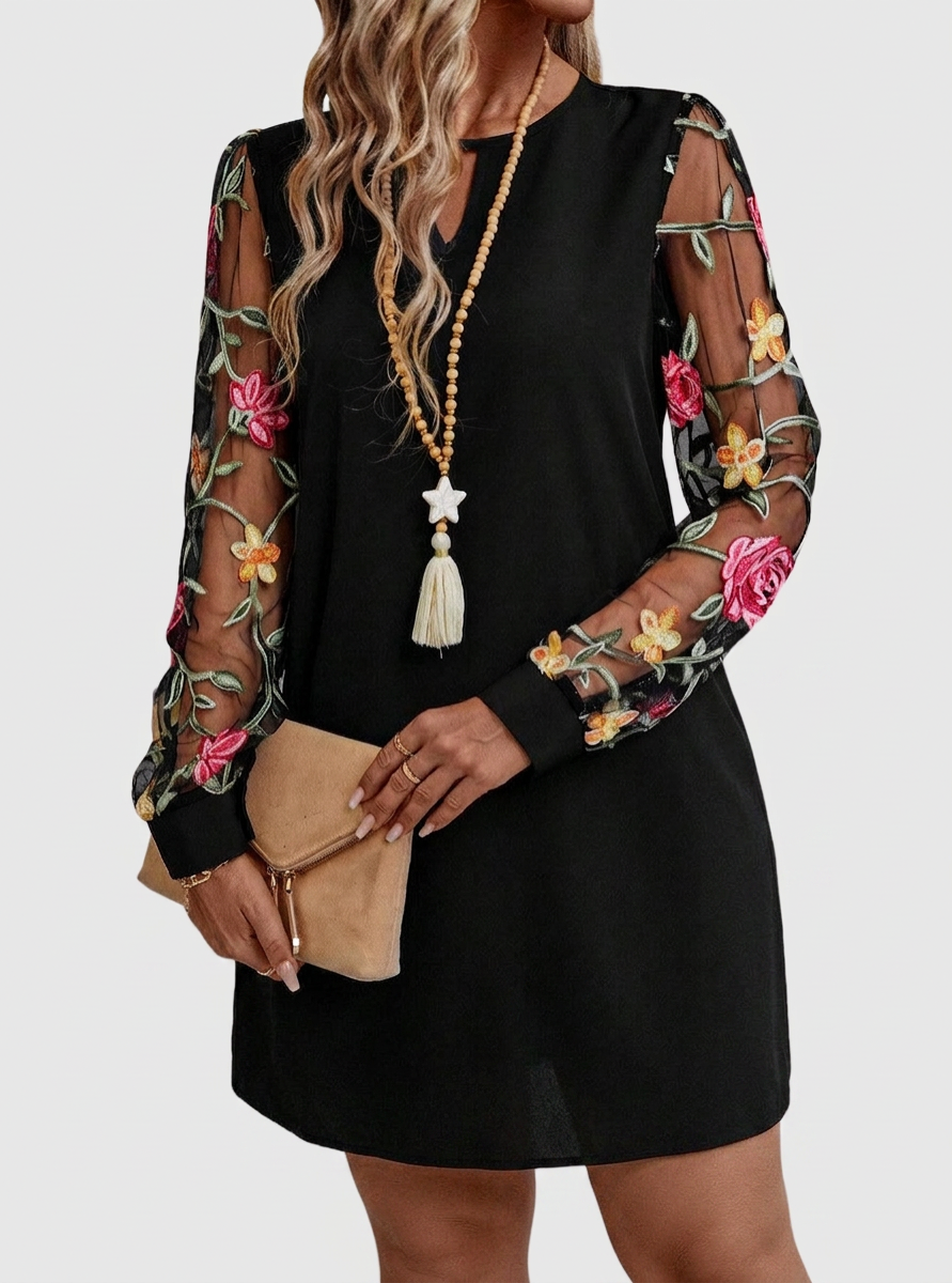 Tamsin – Elegant V-Neck Floral Mini Dress