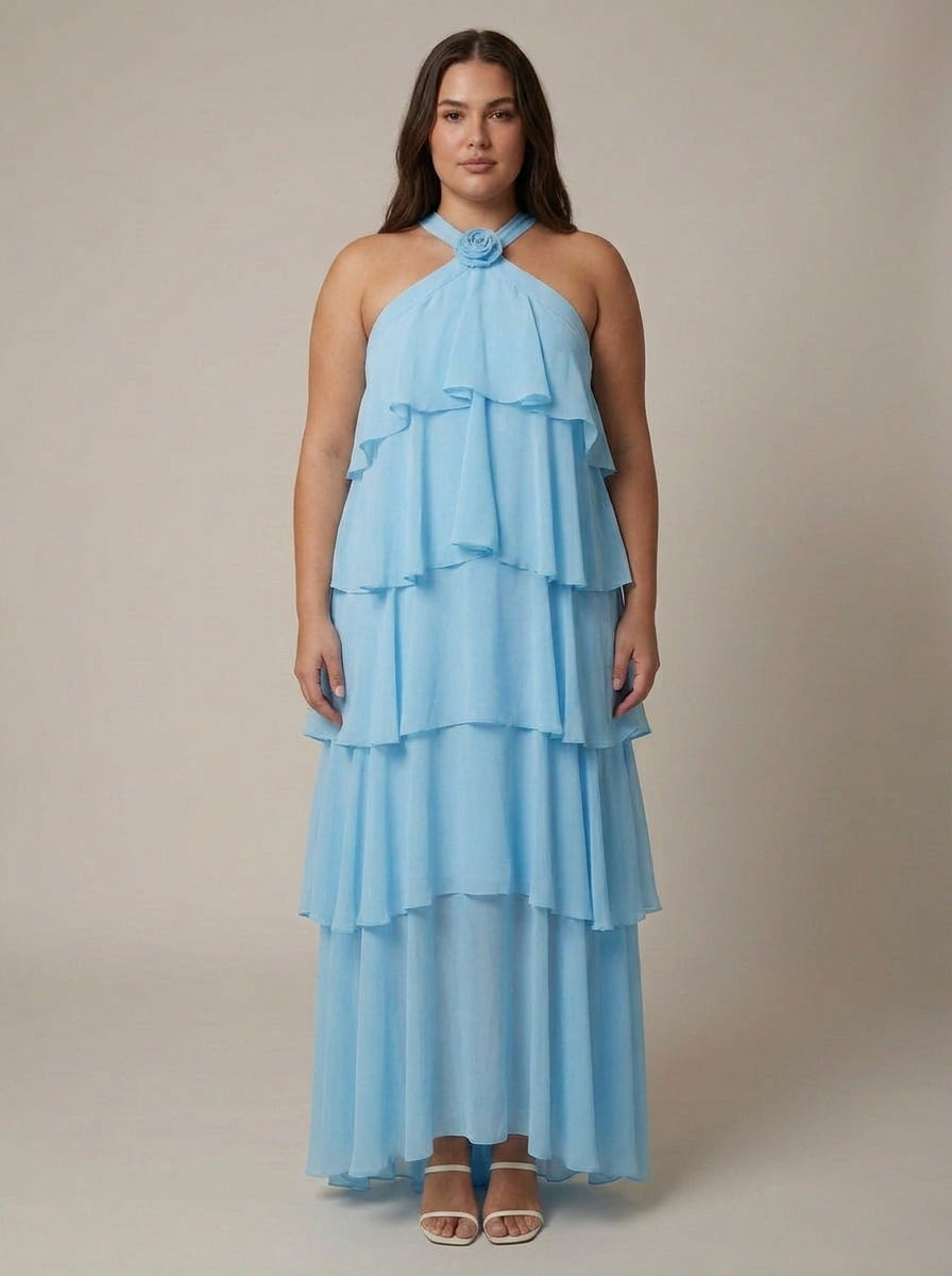 Flower Ruffle Maxi Dress