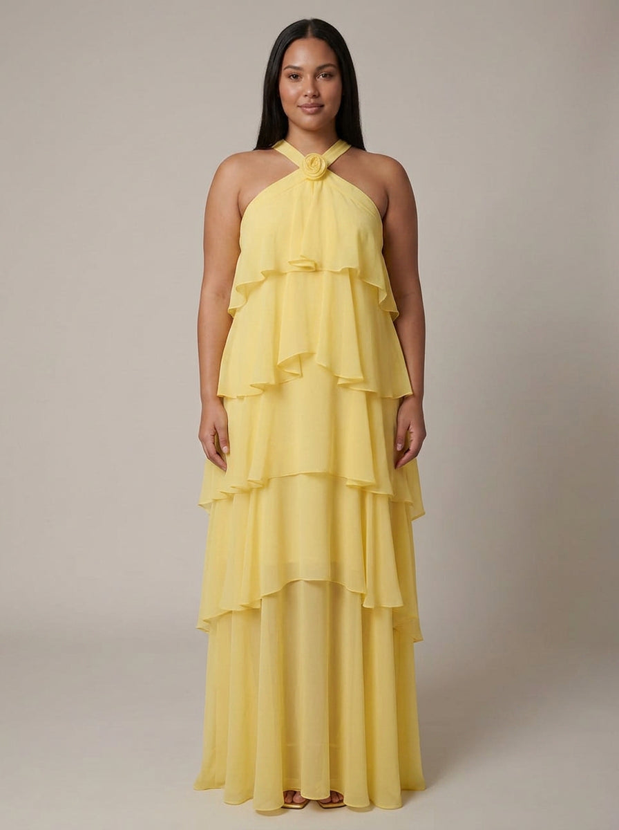 Flower Ruffle Maxi Dress