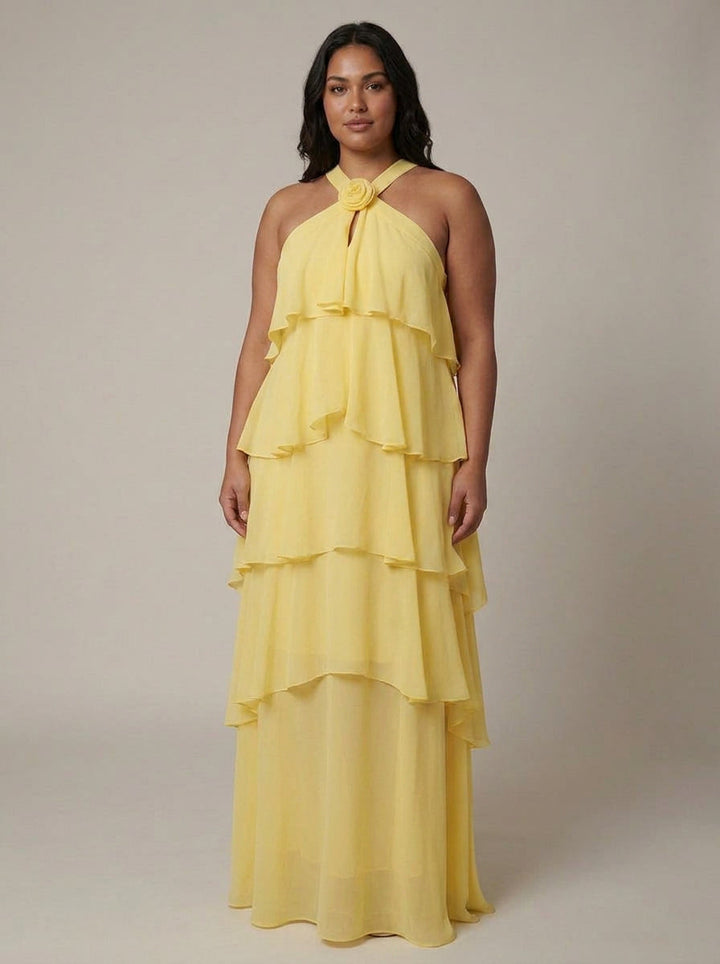 Flower Ruffle Maxi Dress