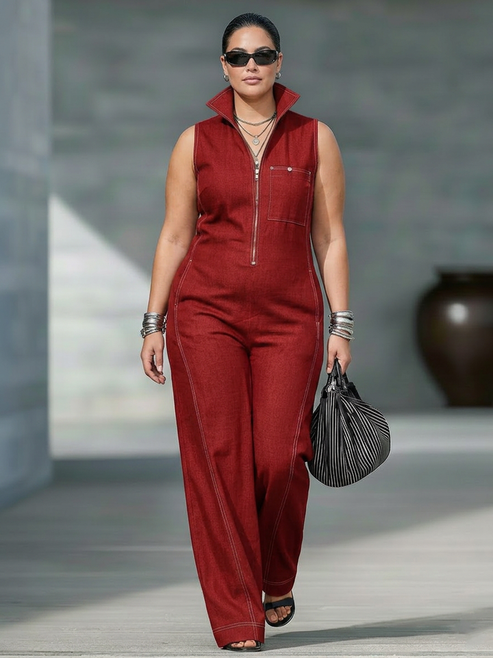 Thea - Minimalist White-Trim Jumpsuit