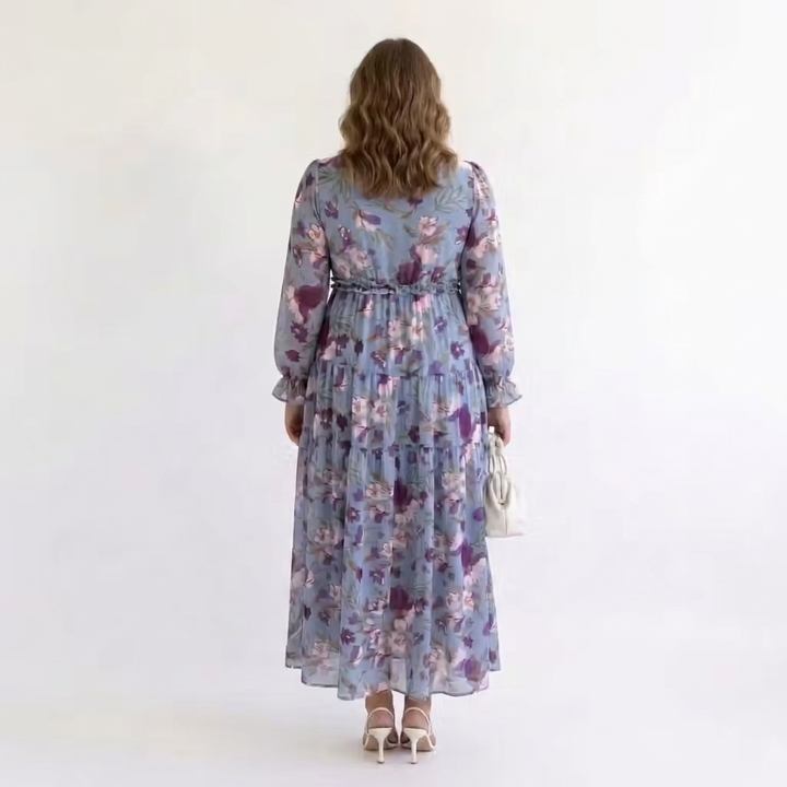 Harlow | Floral V-Neck Long Sleeve Maxi Dress