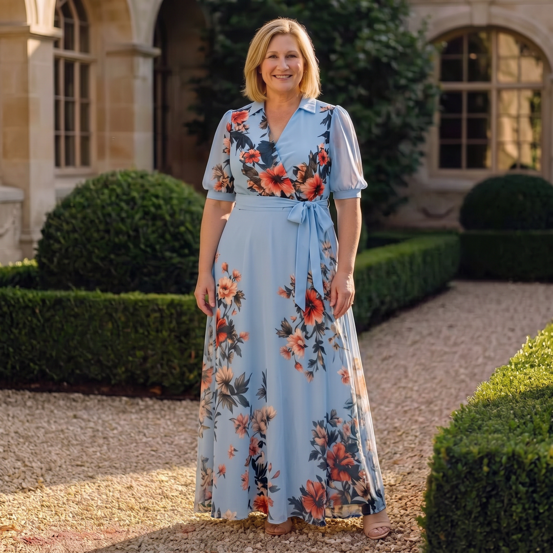 Hedda | Floral Wrap V Neck Maxi Dress
