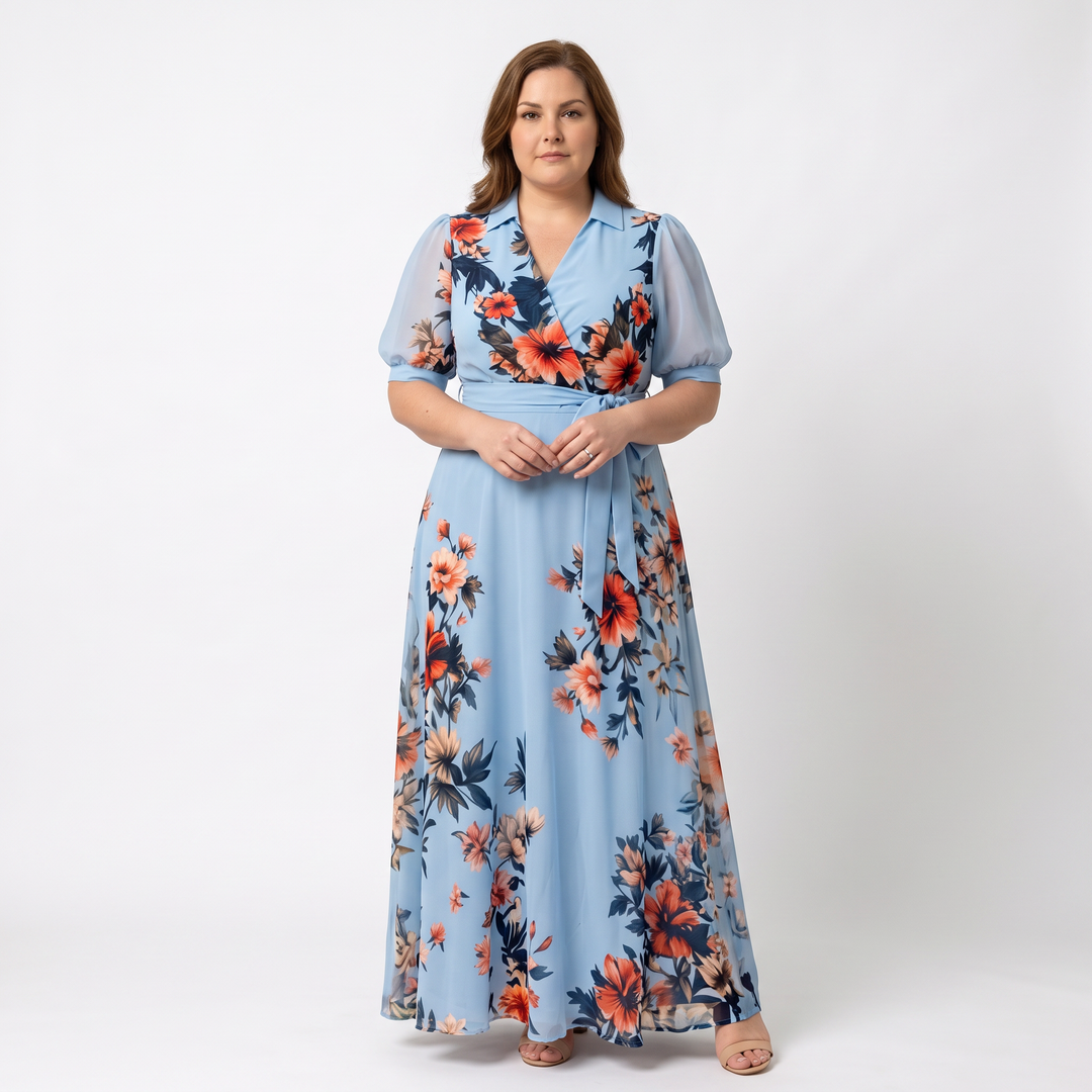 Hedda | Floral Wrap V Neck Maxi Dress