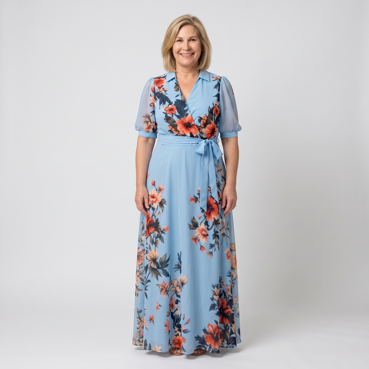 Hedda | Floral Wrap V Neck Maxi Dress