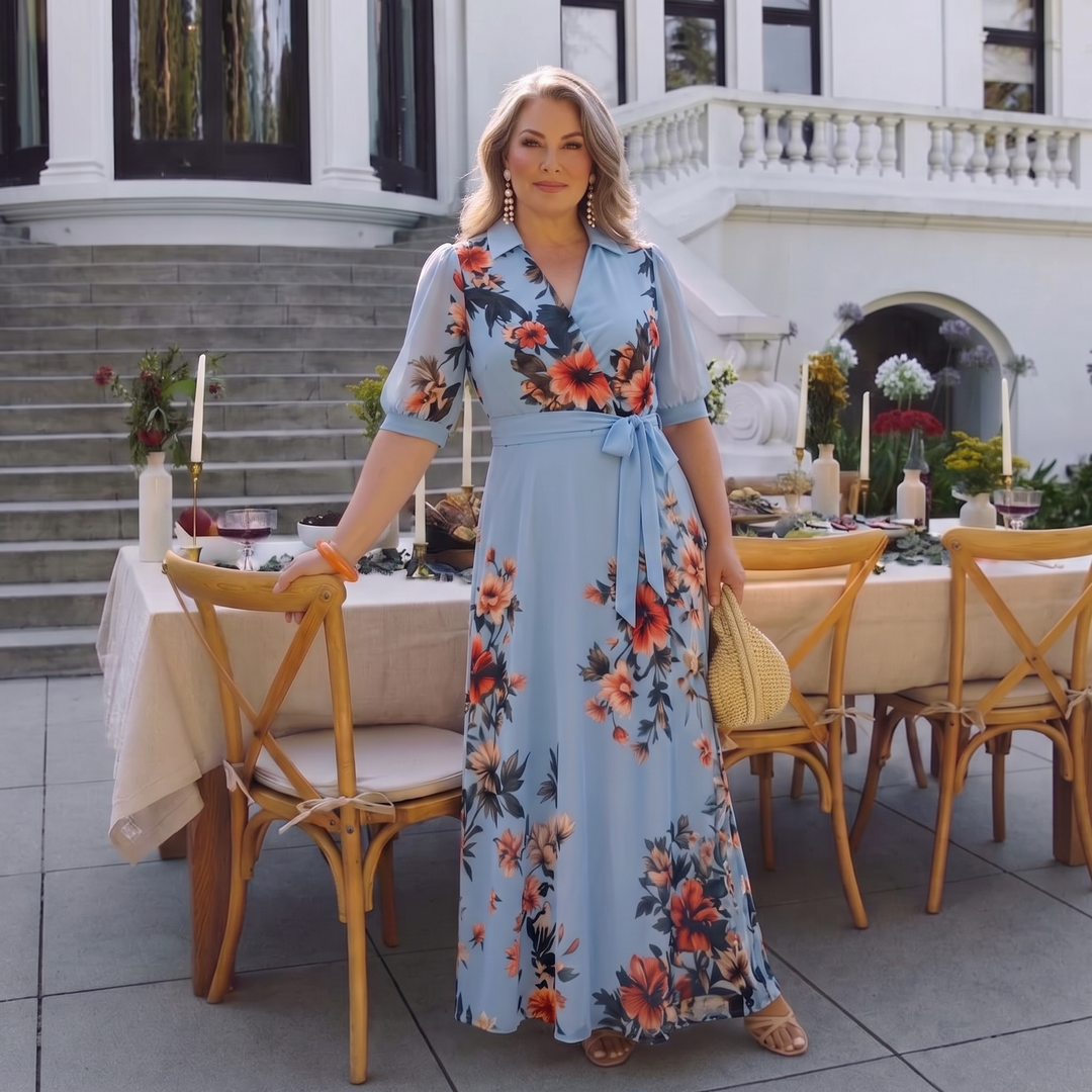 Hedda | Floral Wrap V Neck Maxi Dress