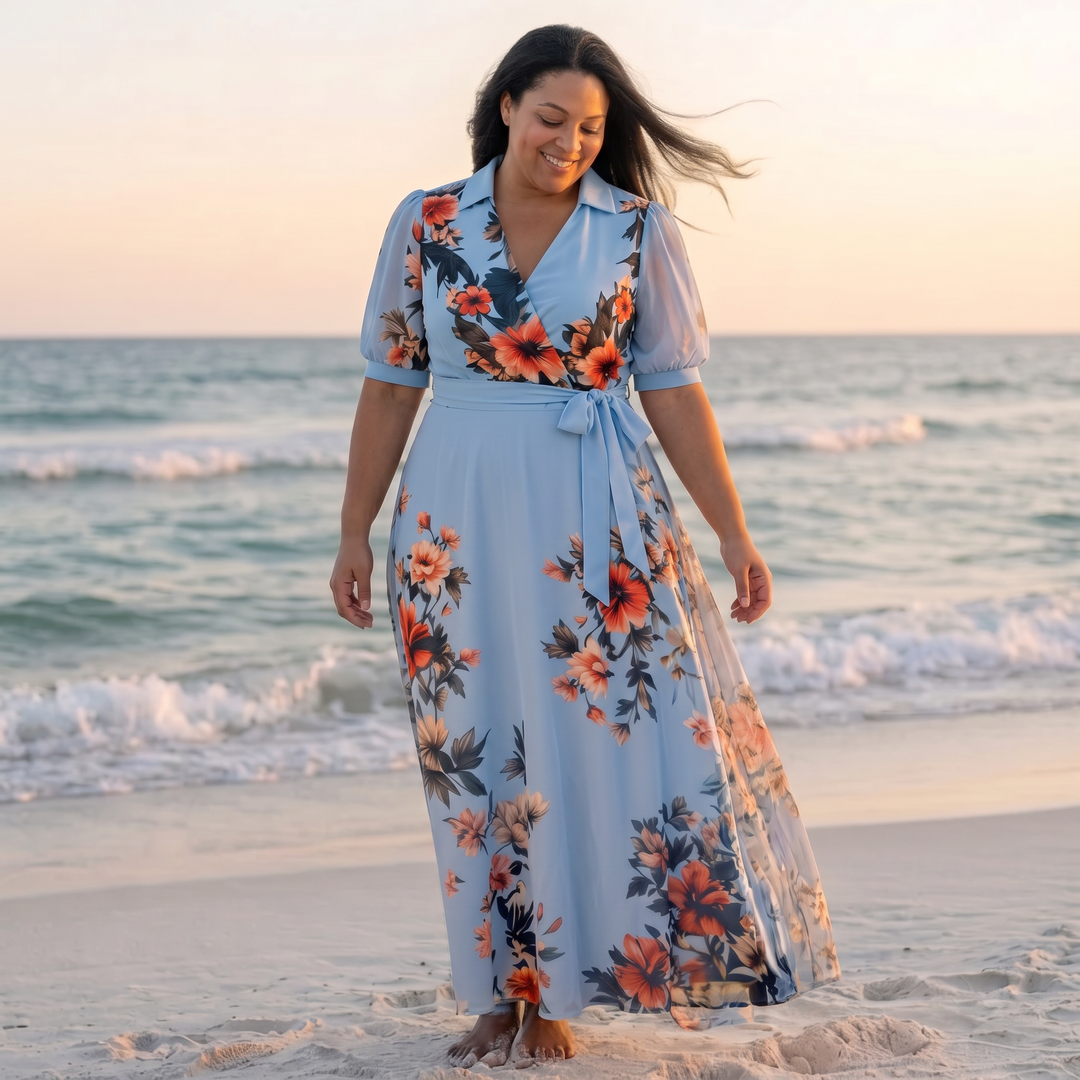 Hedda | Floral Wrap V Neck Maxi Dress