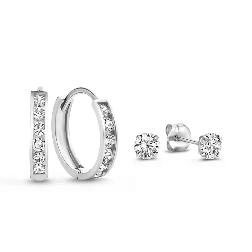 Rosa Brillane Stone Earrings Set | Gold