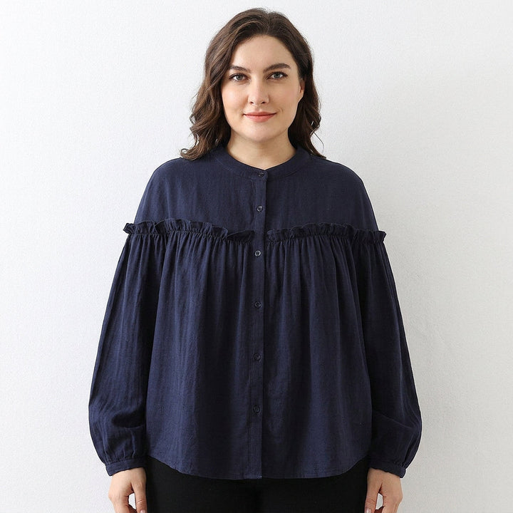 Ines - Pure Cotton Ruffle Shirt Top