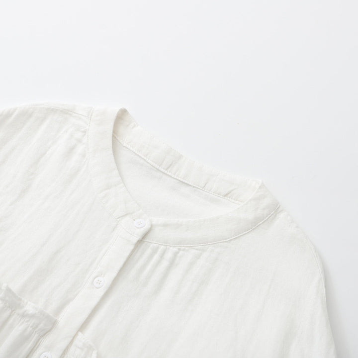 Ines - Pure Cotton Ruffle Shirt Top