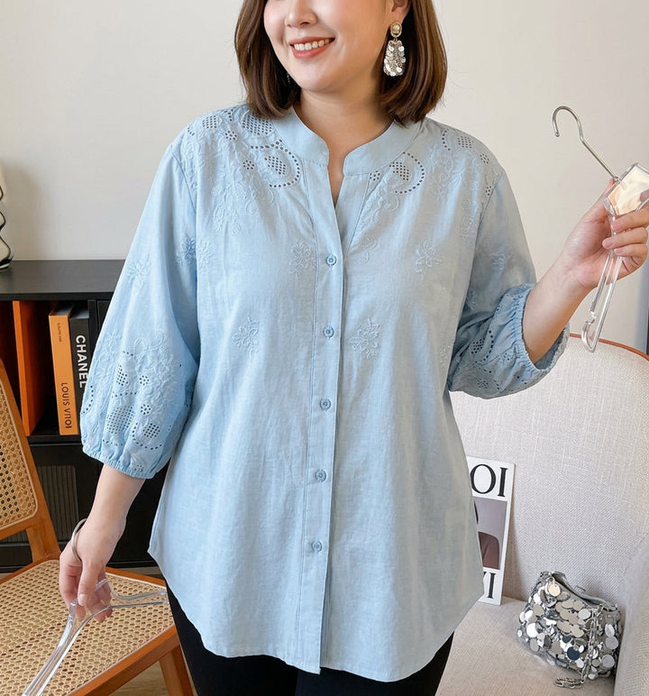 Yasmin - Pure Cotton Schiffly Embroidered Shirt