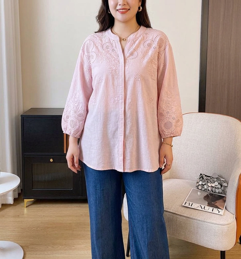 Yasmin - Pure Cotton Schiffly Embroidered Shirt