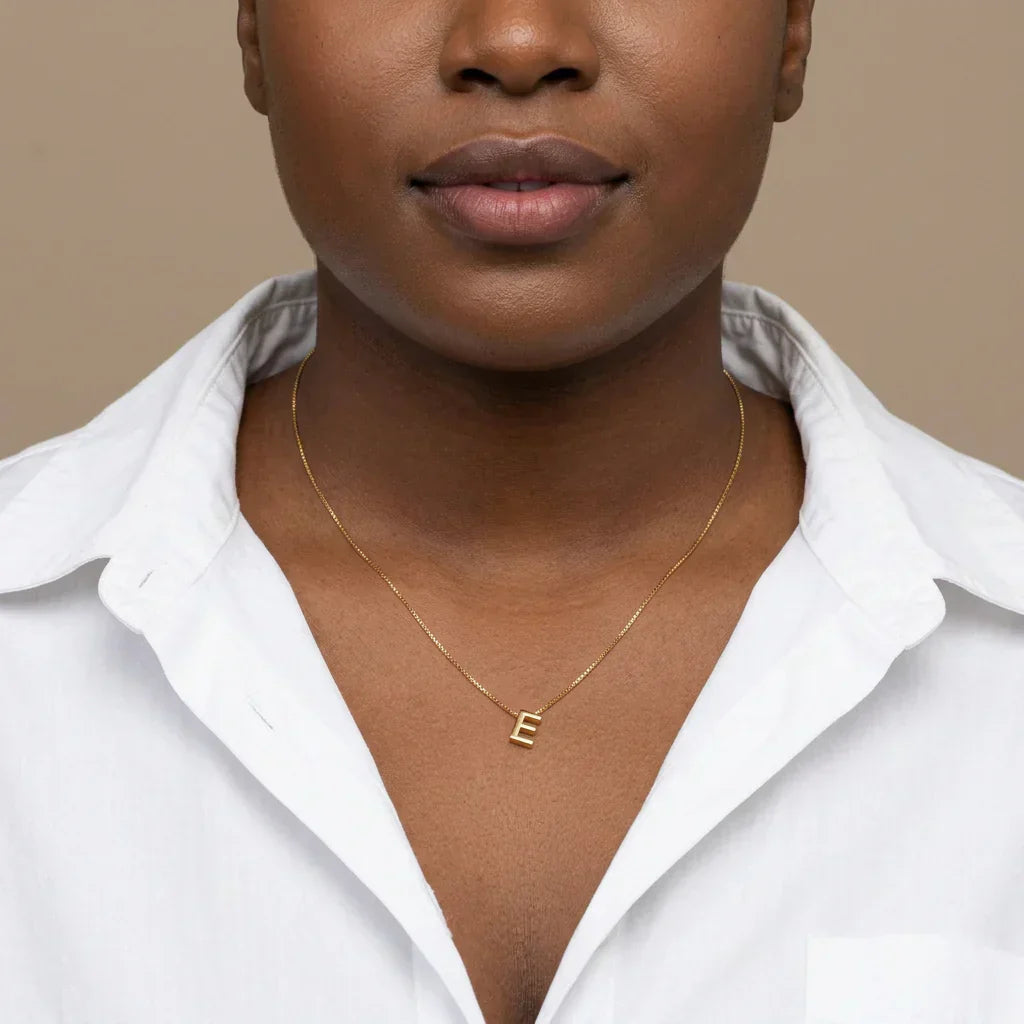 Maia letter initial necklace | White Gold