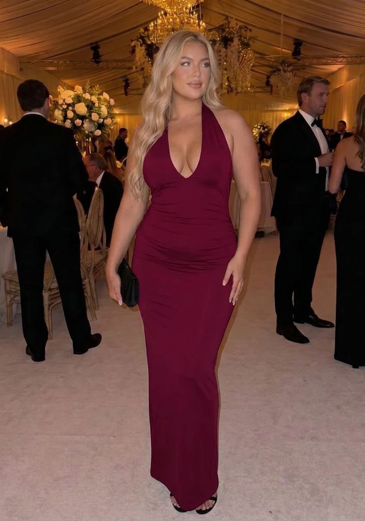 Ingrid | Ruched Halter-Neck Bodycon Maxi Dress