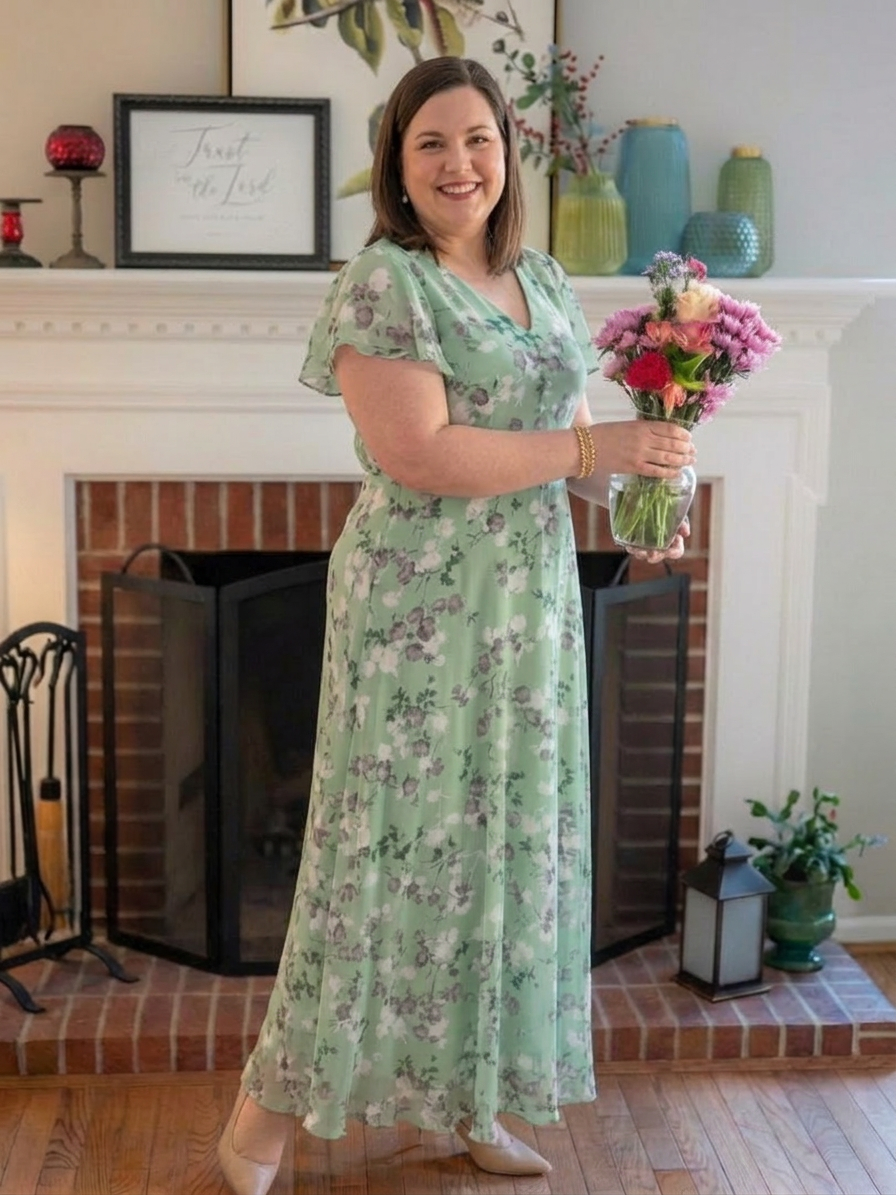 Leontine | Floral Chiffon Maxi Dress