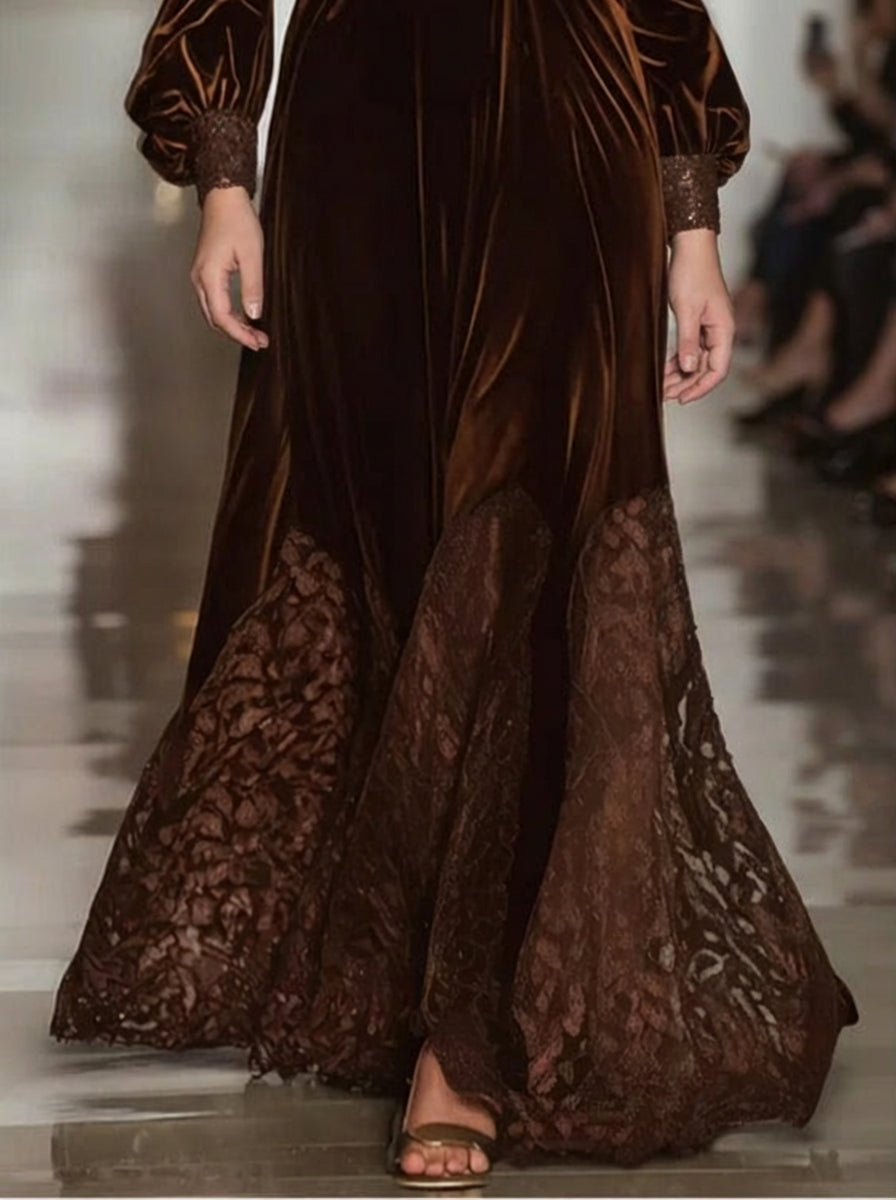 MABLE | HIGH COLLAR LACE MAXI DRESS
