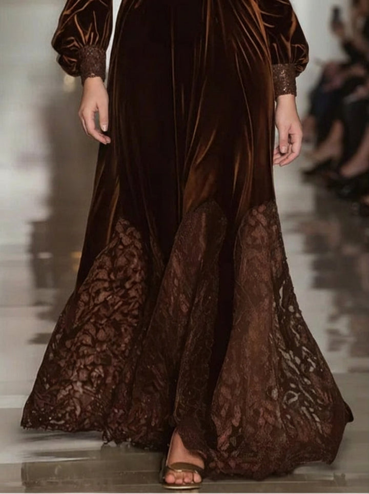 MABLE | HIGH COLLAR LACE MAXI DRESS