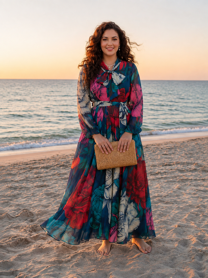 Layla | Floral Long Sleeve Wrap Maxi Dress