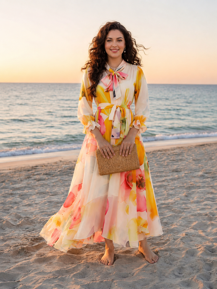 Layla | Floral Long Sleeve Wrap Maxi Dress