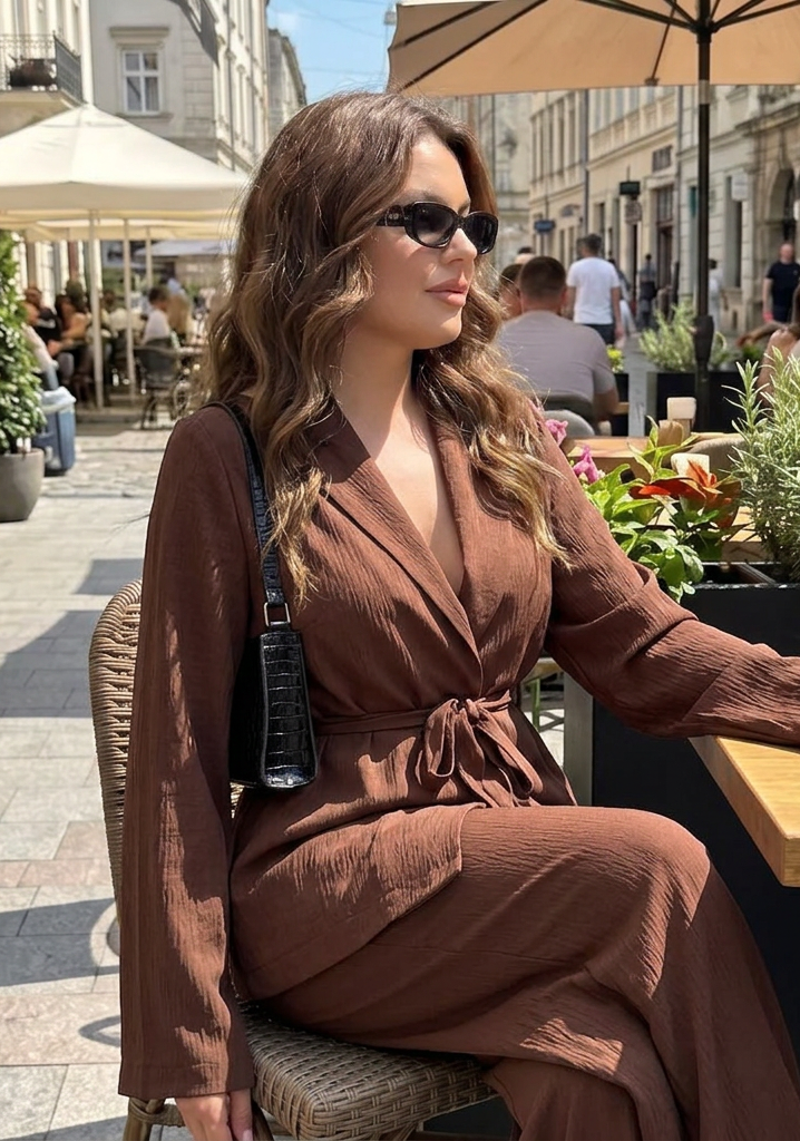 Maia | Belted Wrap Tunic and Wide-Leg Pants Set