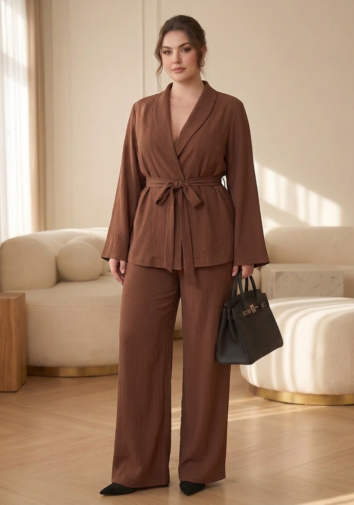 Maia | Belted Wrap Tunic and Wide-Leg Pants Set