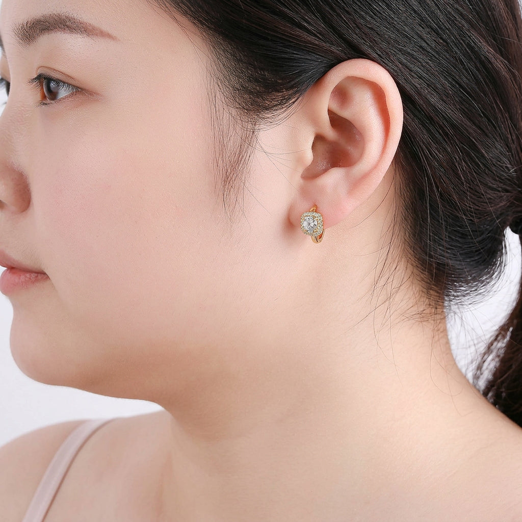 Hana square earrings | White Gold