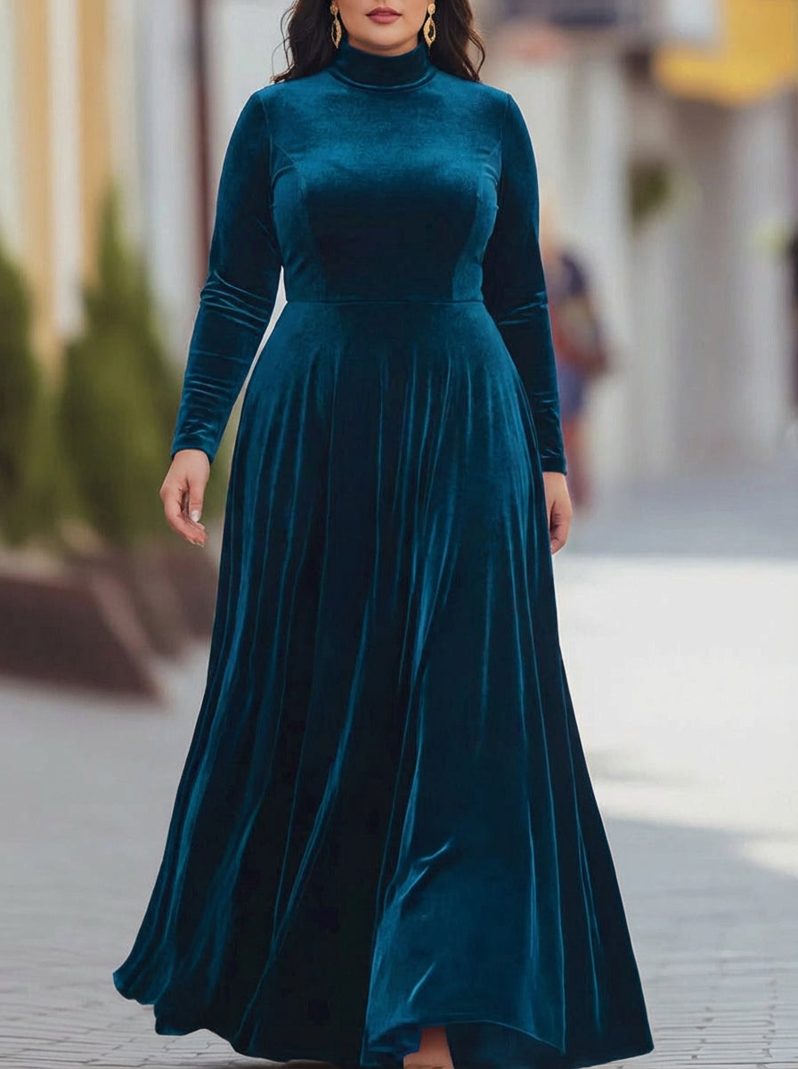 Tindra | Velvet Mock-Neck Maxi Dress