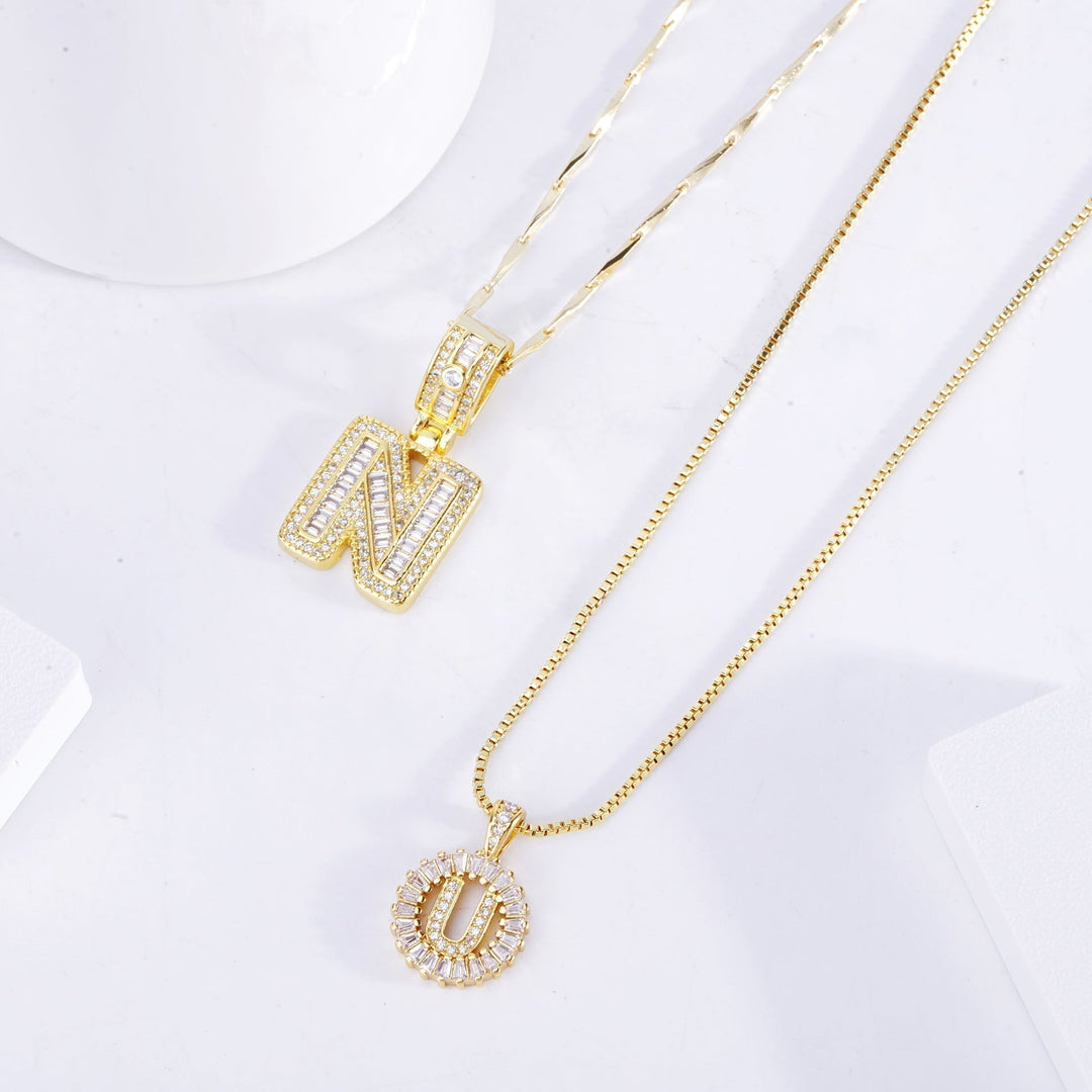 Selma letter initial necklace set | White Gold