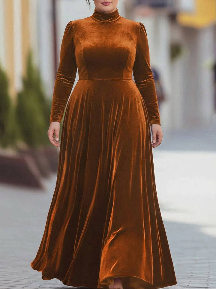 Tindra | Velvet Mock-Neck Maxi Dress